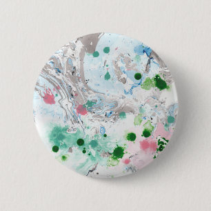 Modern Abstract Marble Look Pink Blue Green White 6 Cm Round Badge