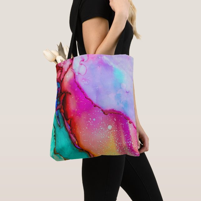 Modern Abstract Marble Look Watercolor Tote Bag (Close Up)