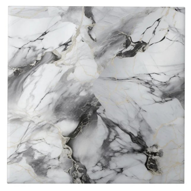 Modern Abstract Marble Luxe Ceramic Tile (The complete printed tile design. Tiles sold individually.)