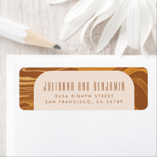 Modern Abstract Marble Swirl Gold Return Address  Label