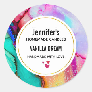 Modern Abstract Marble Watercolor Business Classic Round Sticker