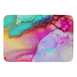 Modern Abstract Marble Watercolor Design Bath Mat