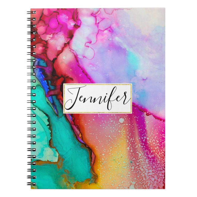 Modern Abstract Marble Watercolor Design Notebook (Front)
