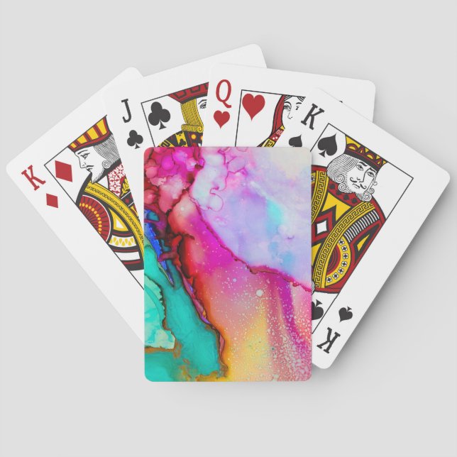 Modern Abstract Marble Watercolor Design Playing Cards (Back)