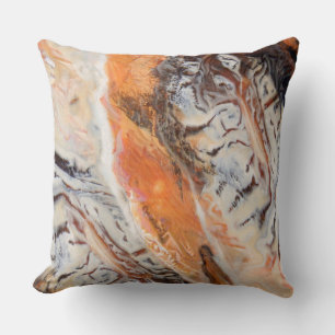 Modern Abstract Marbled Agate Pattern Rust Cream Cushion