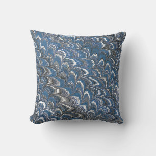 Modern Abstract Marbled Texture Blue Painting  Cushion