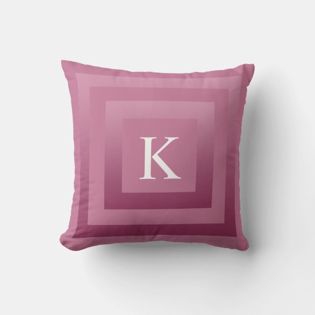 Modern Abstract Mauve Pink Custom Monogram Cushion (Front)