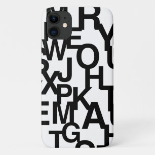 Modern, abstract, messy pattern with letters iPhone 11 case