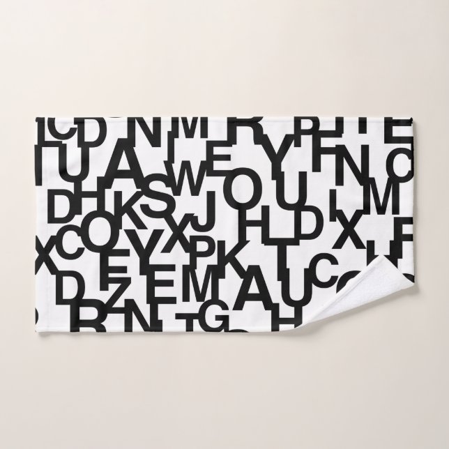Modern, abstract, messy pattern with letters hand towel (Hand Towel)