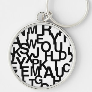 Modern, abstract, messy pattern with letters key ring