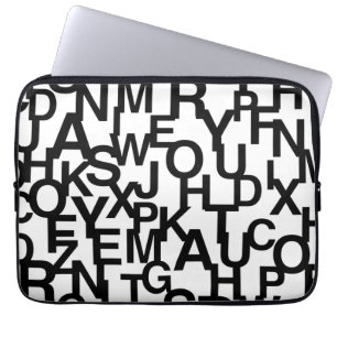Modern, abstract, messy pattern with letters laptop sleeve