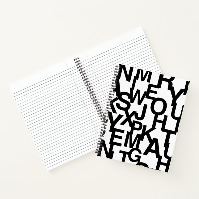 Modern, abstract, messy pattern with letters notebook (Inside)