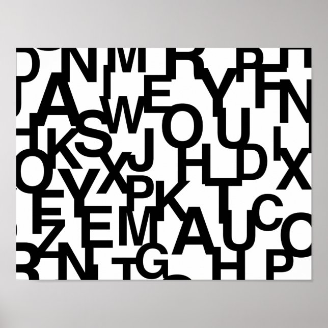 Modern, abstract, messy pattern with letters poster (Front)