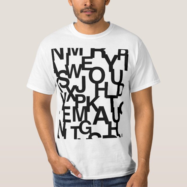 Modern, abstract, messy pattern with letters T-Shirt (Front)