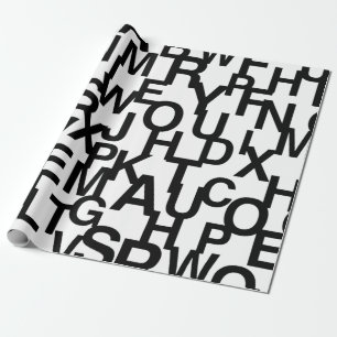 Modern, abstract, messy pattern with letters wrapping paper
