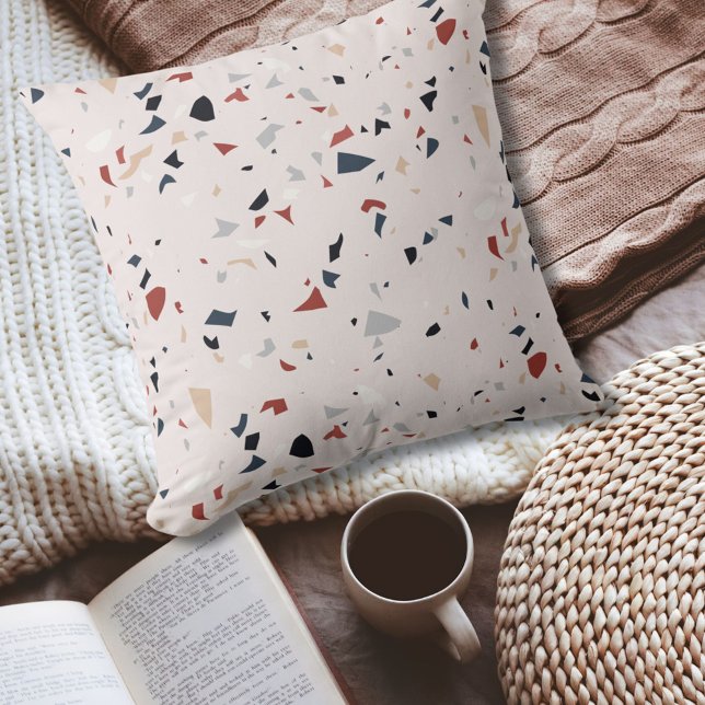 Modern Abstract Mid Century Terrazzo Pattern Cushion (In situ)