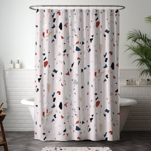 Modern Abstract Mid Century Terrazzo Pattern Shower Curtain