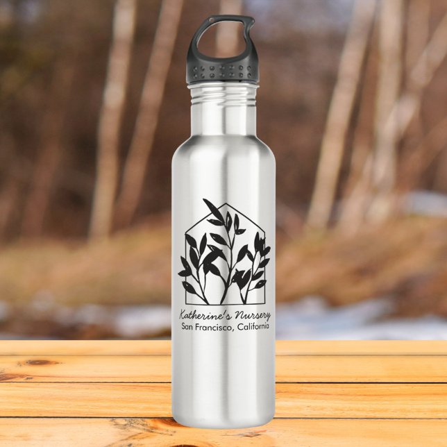 Modern Abstract Minimalist Black Houseplant 710 Ml Water Bottle (In situ outdoor)