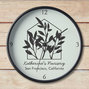 Modern Abstract Minimalist Black Houseplant Clock