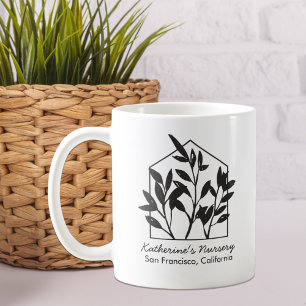 Modern Abstract Minimalist Black Houseplant Coffee Mug