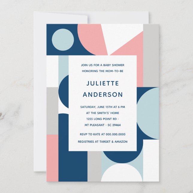 Modern Abstract Minimalist Nautical Baby Shower Invitation (Front)