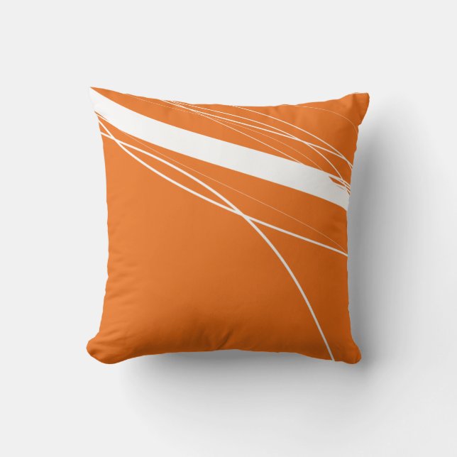 Modern Abstract Minimalist Orange-White Cushion (Front)