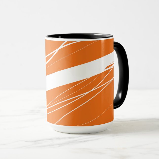 Modern Abstract Minimalist Orange-White Mug (Front Right)