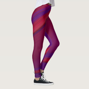 Modern Abstract Minimalist Red Purple Swirl Leggings