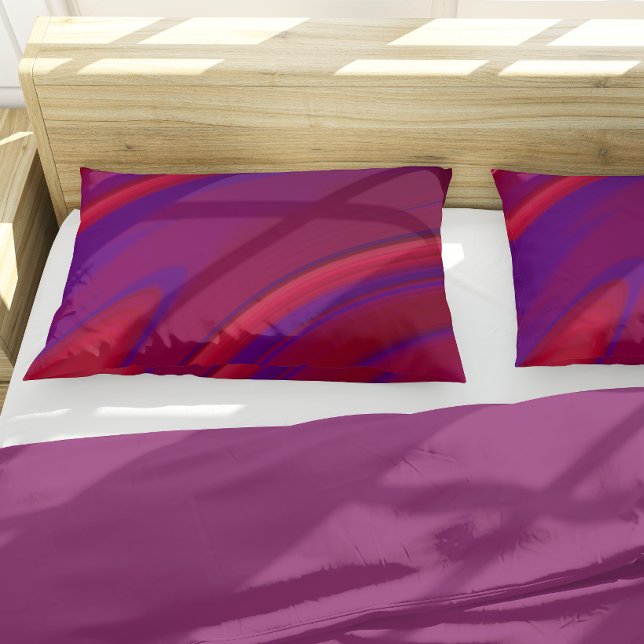 Modern Abstract Minimalist Red Purple Swirl Pillowcase (Creator Uploaded)