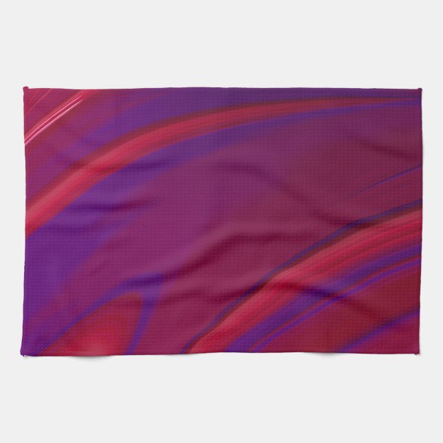 Modern Abstract Minimalist Red Purple Swirl Tea Towel (Horizontal)
