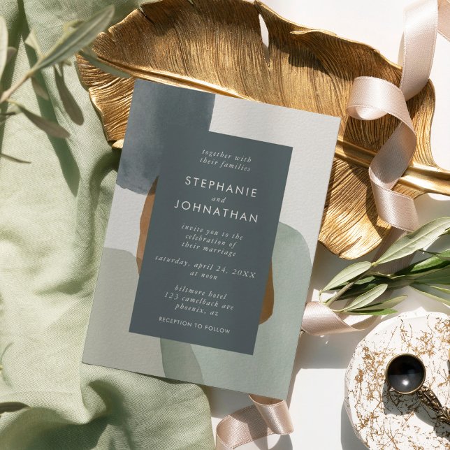 Modern Abstract Minimalistic Watercolor Wedding Invitation (Modern Abstract Minimalistic Watercolor Wedding Invitation)