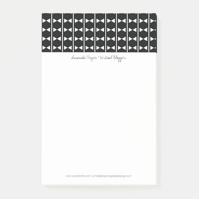 Modern Abstract Monochrome Black and White Diamond Post-it Notes (Front)