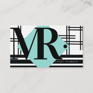 Modern Abstract Monochrome Black White Grid Business Card