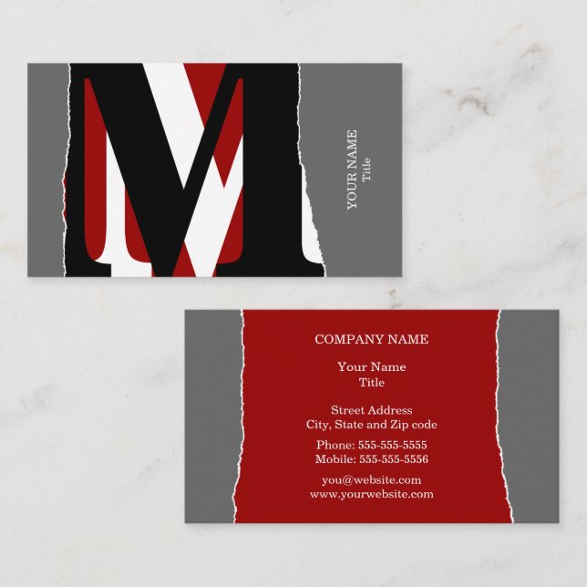 Modern Abstract Monogram Business/Networking Card (Front/Back)