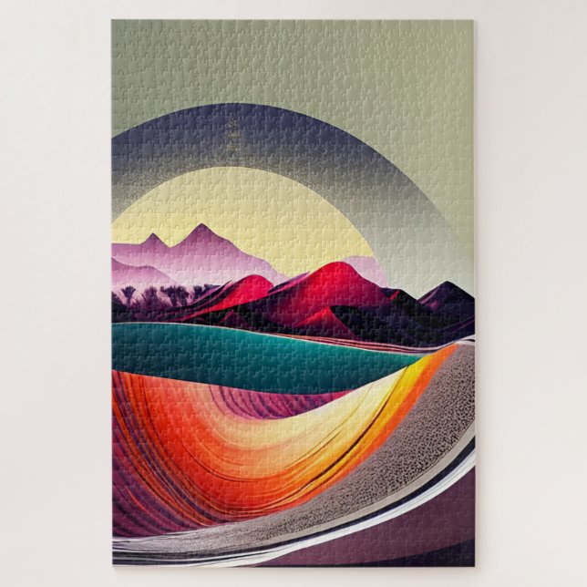 Modern Abstract Mountain Landscape Minimalist   Jigsaw Puzzle (Vertical)