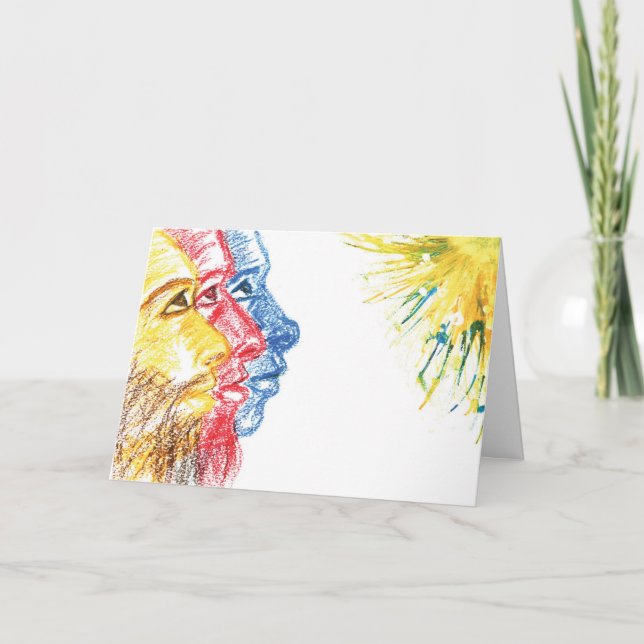 Modern Abstract Multicultural Three Kings Holiday Card (Front)