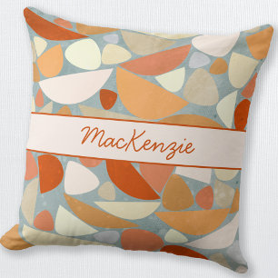 Modern Abstract Name Orange Cushion