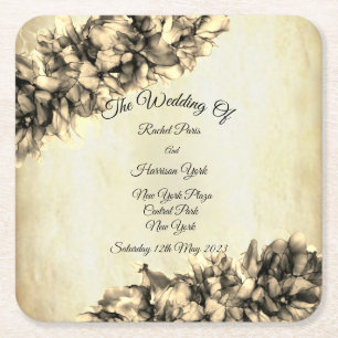 Modern Abstract Natural Elegant Haze wedding Square Paper Coaster