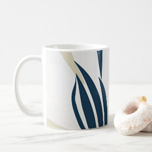 Modern Abstract Navy Blue & Beige Coffee Mug