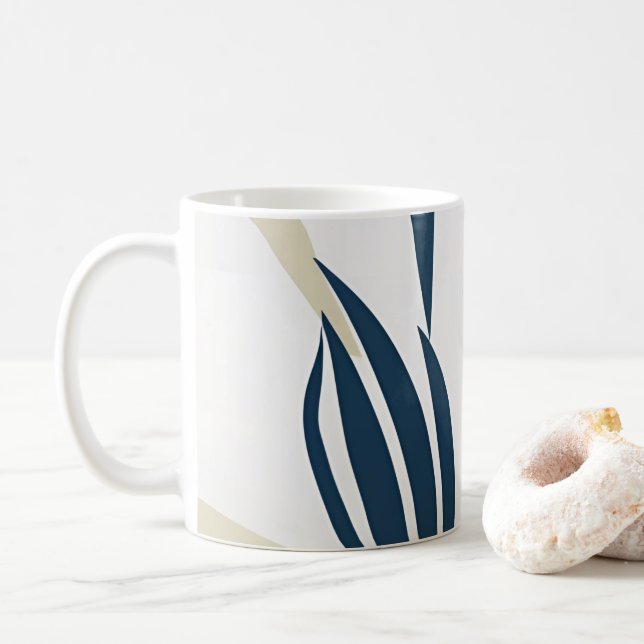 Modern Abstract Navy Blue & Beige Coffee Mug (With Donut)