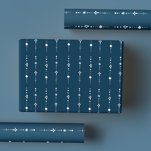 Modern Abstract Navy Blue Nordic Winter Wrapping Paper Sheet (Creator Uploaded)