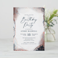 Modern Abstract Navy & Rose Gold Birthday Party