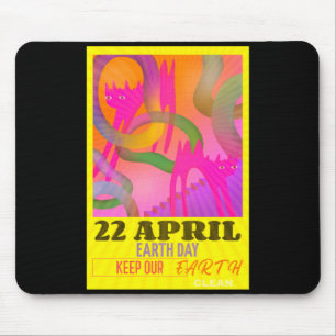 Modern Abstract Neon Art For Earth Day T Shirt Mouse Pad