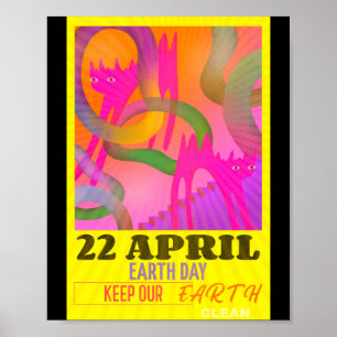 Modern Abstract Neon Art For Earth Day T Shirt  Poster