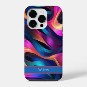Modern Abstract Neon Colour Waves iPhone 14 Pro Case