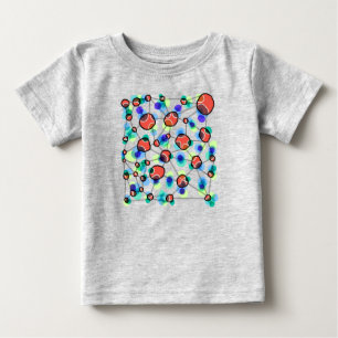 Modern Abstract Network & Colourful Dots Artsy Bab Baby T-Shirt