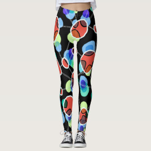 Modern Abstract Network Connections Vibrant Colorf Leggings