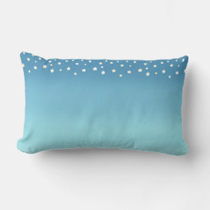Modern abstract ocean blue gradient & flowers lumbar cushion