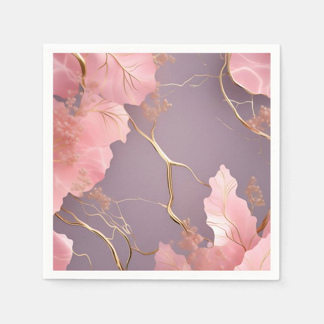 Modern Abstract on Pink Marble Napkin (Front)
