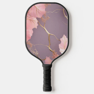 Modern Abstract on Pink Marble Pickleball Paddle
